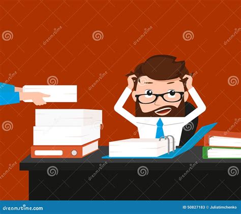 Busy Businessman Young Man Brown Hair White Vector Illustration