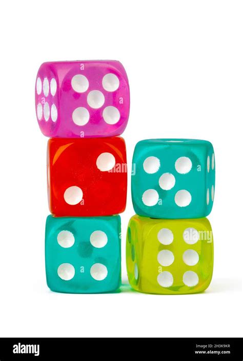 Stacked Play Dice Isolated On White Background Stock Photo Alamy