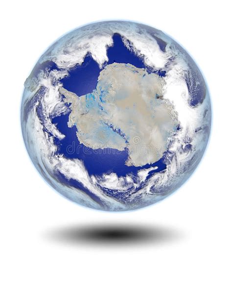 Antarctica In Red On Full Globe Isolated On White Stock Illustration