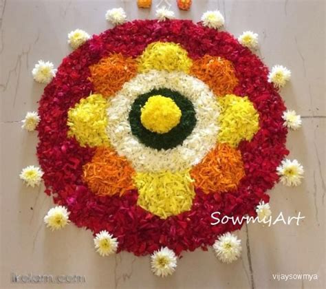 Pookalam is a variant of rangoli where the designs are made out of flowers. Rangoli Onam Floral designs-Onam Pookalam Onam Pookolam ...