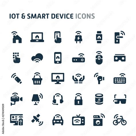 Iot And Smart Device Vector Icon Set Fillio Black Icon Series Stock