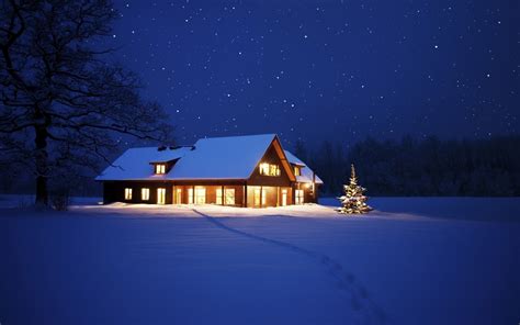 Nature Cabin Winter Snow Night Wallpapers Hd Desktop And Mobile Backgrounds