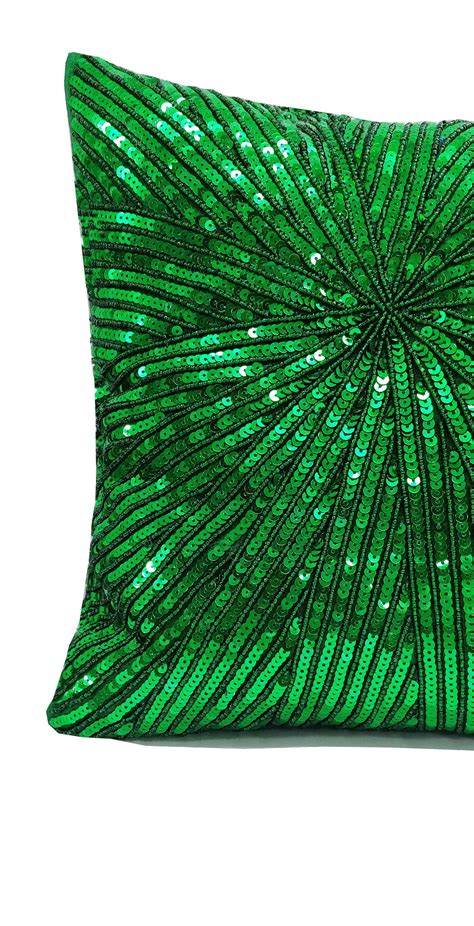 Emerald Green Sequin Pillow Cover Rectangular Pillow Lumbar Etsy