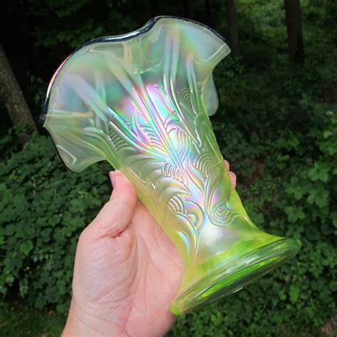 Fenton Favrene Seasons Cobalt Carnival Glass Vase Recoveryparade