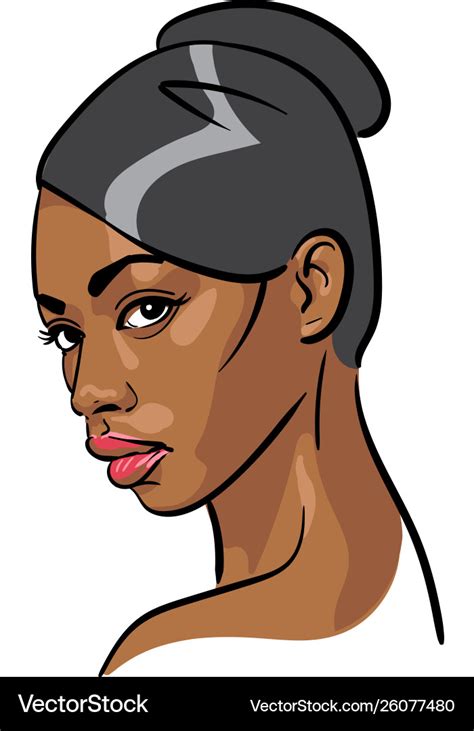 African Woman Face Portrait Cartoon Style Vector Image