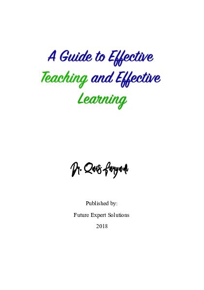 (PDF) Effective Teaching and Effective Learning | Dr. Qais Faryadi ...