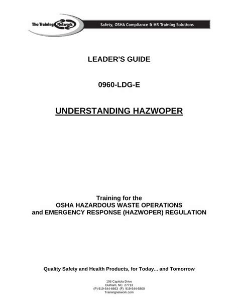 Pdf Understanding Hazwoper Safety Training Pdf File
