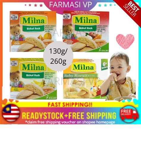 Milna Baby Biskut Rusk 130g 260g Biskut Baby Food Makanan Baby 6