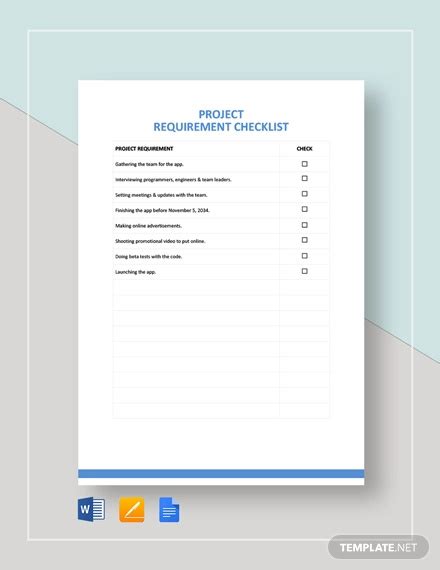 Project Requirement Checklist 10 Examples Format Pdf Tips