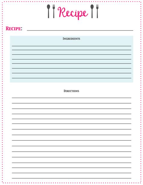 Printable Full Page Recipe Template Printable Templates