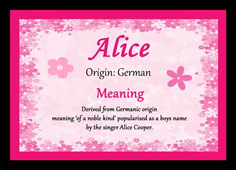 Alice Personalised Name Meaning Placemat The Card Zoo