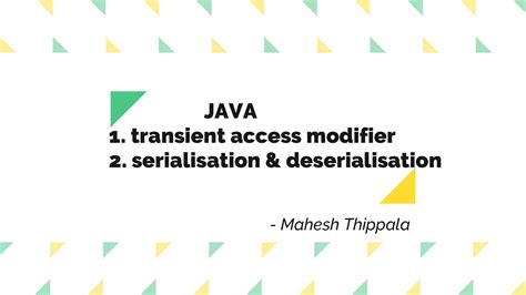 Transient Access Modifier Serialization And Deserialization In Java Youtube