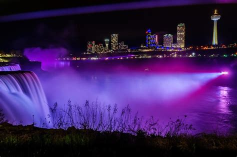 Premium Photo Illuminated Niagara Falls At Night