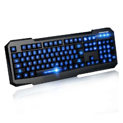 Usb Blue Led Illuminated Backlit Wired Gaming Keyboard Us2120