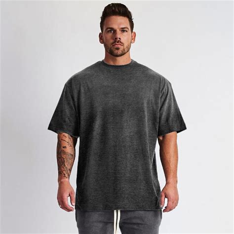 plain oversized t shirt men gym bodybuilding and fitness loose casual lifestyle wear t shirt