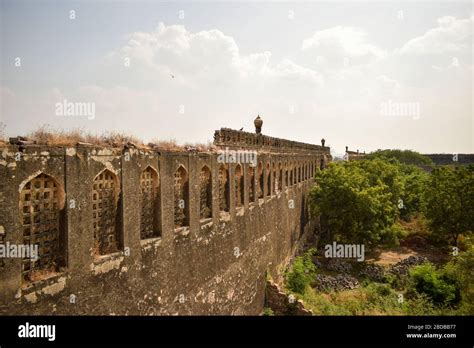 Ancient Historical Fort Ruined Walls Destructed Architecture Stock