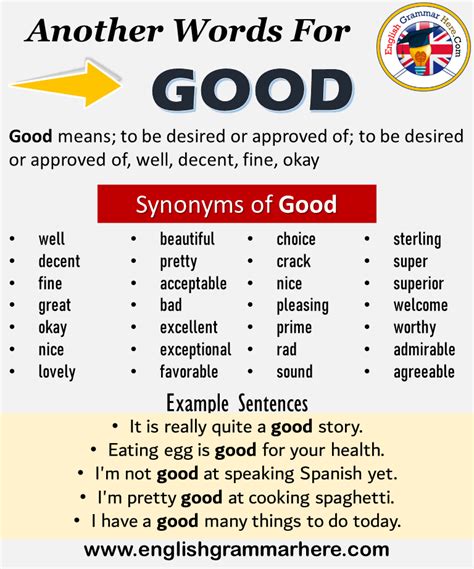 Another Word For Good What Is Another Synonym Word For Good Every