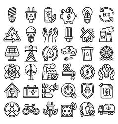 Energy Saving Icon Set Outline Style Royalty Free Vector