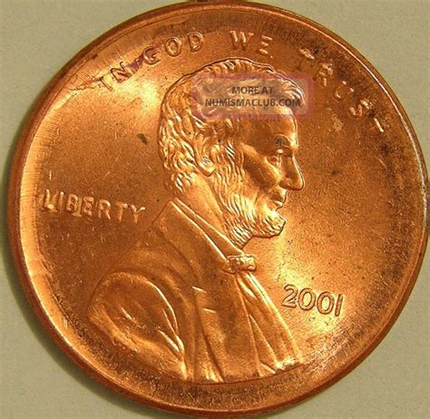 2001 P Lincoln Memorial Penny Broadstruck Error Coin Af 380