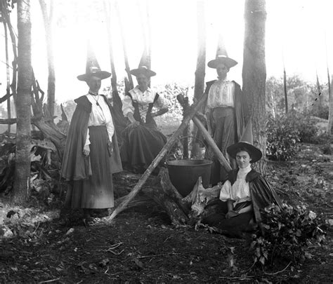 Four Witches C 1890 Vintage Witch Halloween Witch