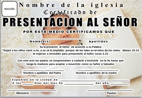 Certificado De Presentacion De Niños Cristianos Gratis Imagui 329