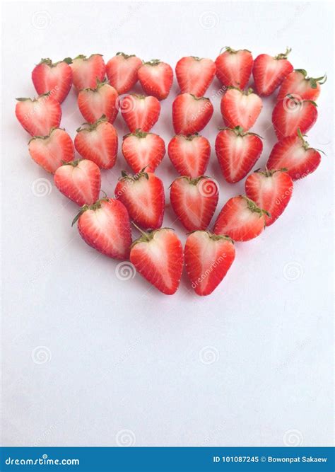 Fresh Strawberry Heart Shaped On White Stock Image Image Of Clear