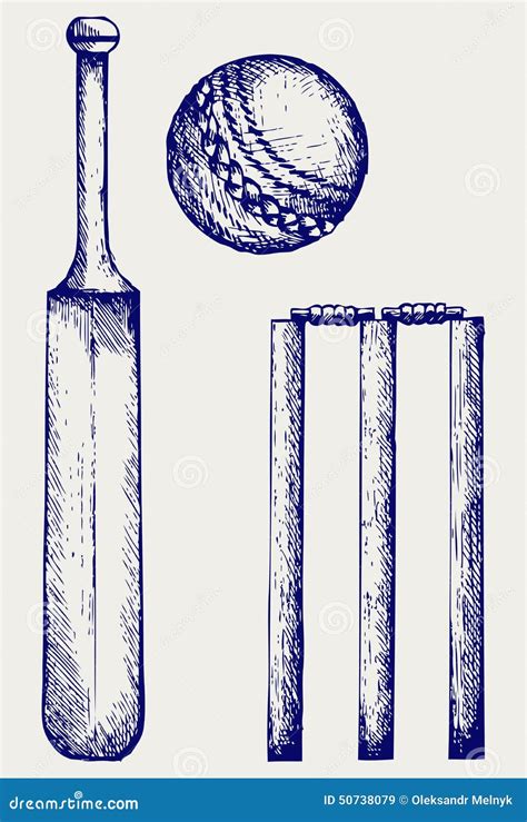 Cricket Bat Drawing Vector Illustration Cartoon Cricket Bat — Stock
