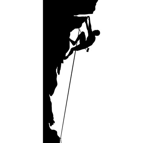 Athletic Black Silhouette Of Man Climbing 20x60 Mountain Rock Climber