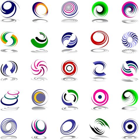 Decorative Logo Templates Colorful Dynamic Circle Shapes Vectors