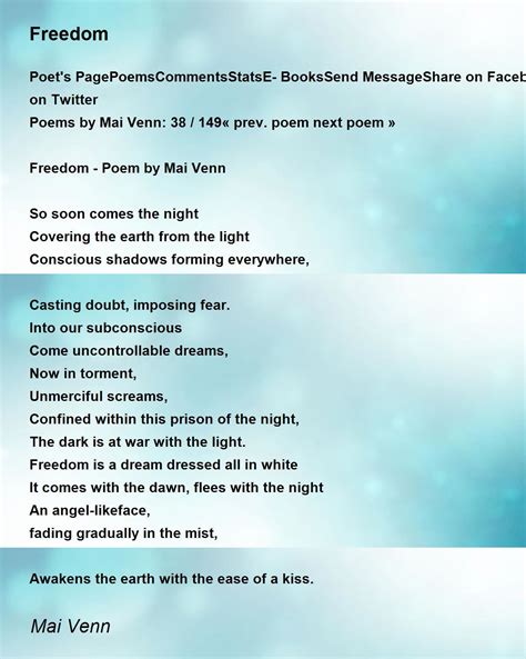 Freedom Freedom Poem By Mai Murphy Venn