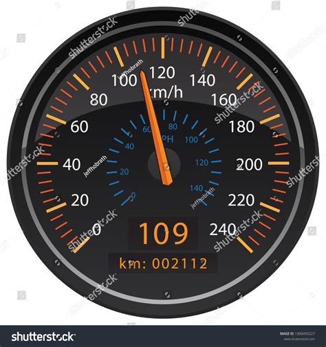 Kmh Kilometers Per Hour Speedometer Odometer Stock Vector Royalty Free 1300493227