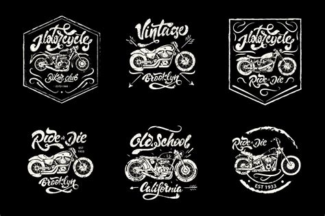 Vintage Hand Drawn Motorcycles Logos Branding And Logo Templates ~ Creative Market