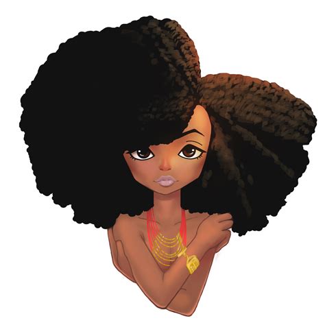 Naturally Fabulous Afro Excellence Anime Chibi Style Natural Hair Black Women T Shirt Black