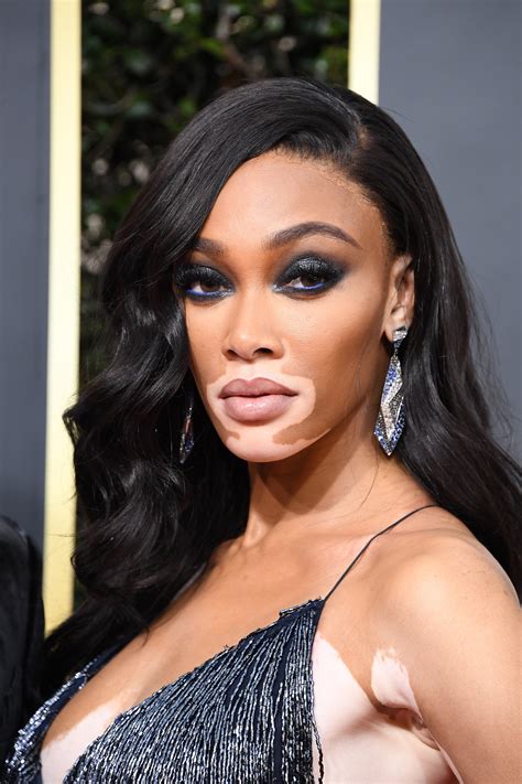 winnie harlow s stunning golden globes beauty look included this 12 product essence