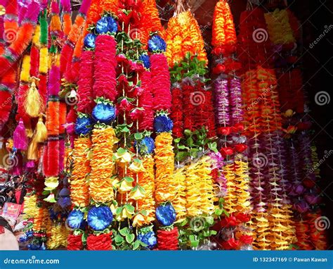 Artificial Flower For Tihar Festival Stock Image Image Of Flowers