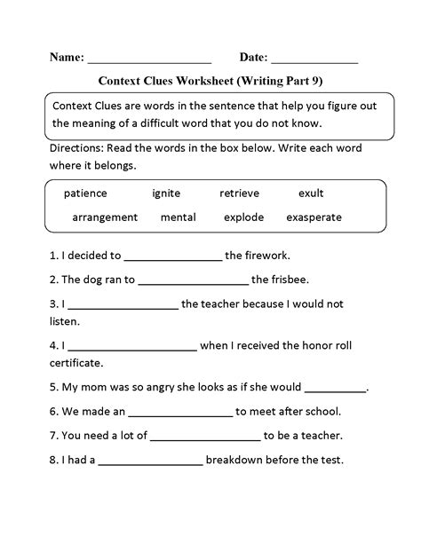 Context Clues Worksheet Second Grade