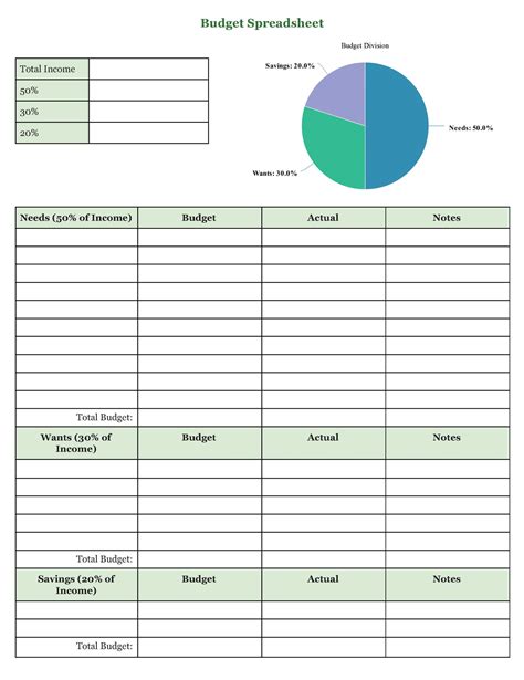 Free Blank Budget Worksheet Printable