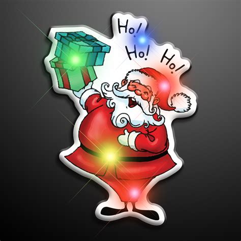 Light Up Santa Clause Christmas Led Blinky Pin Flashingblinkylights