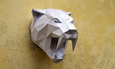 Craft Supplies Tools Pdf Template Papercraft Tiger Low Poly Sculpture