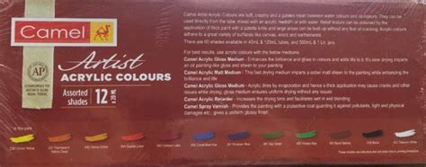 Camel Artist Acrylic Colour Box 20ml Tubes 12 Shades 8901425023228