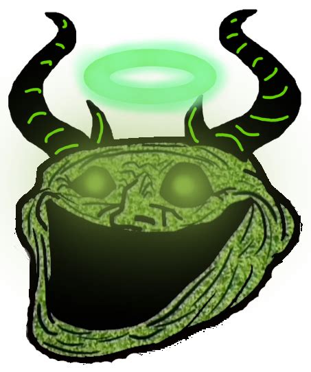 Green Creature With Horns And Glowing Ring Troll Face Scary