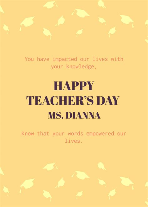 Free Teachers Day Cards Templates And Examples Edit Online And Download