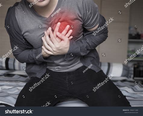Severe Heartache Man Suffering Chest Pain Stock Photo 1446411260