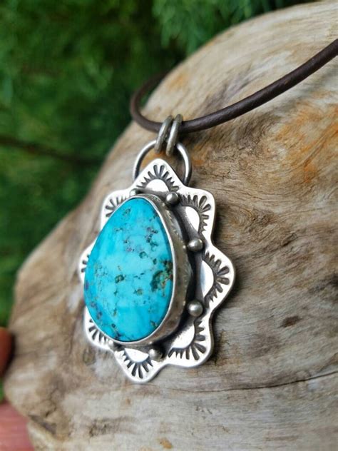Turquoise And Sterling Silver Necklace Etsy