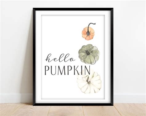 Hello Pumpkin Printable Wall Art Fall Prints Digital 8x10 Fall Etsy