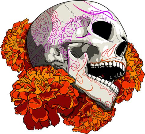 Cempaxóchitl Skull by Dani Ramos Vakero, via Behance | Skull art, Skull ...