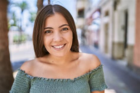Young Hispanic Girl Smiling Happy Standing At The City Stock Image Image Of Funny Cheerful
