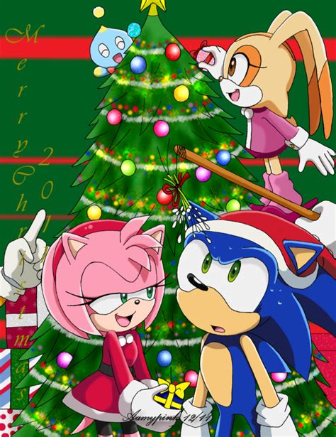 Merry Christmas 2011 By Aamypink On Deviantart Sonic And Amy Amy The