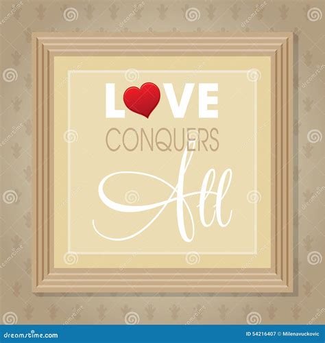 Love Conquers All Handwritten Vector Lettering Valentines Day Card