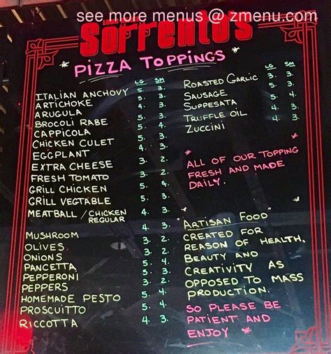 Menu At Sorrentos Italian Specialties Pizzeria Long Beach